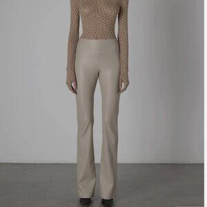 Enza Costa matte faux leather bootcut legging in putty tan 0